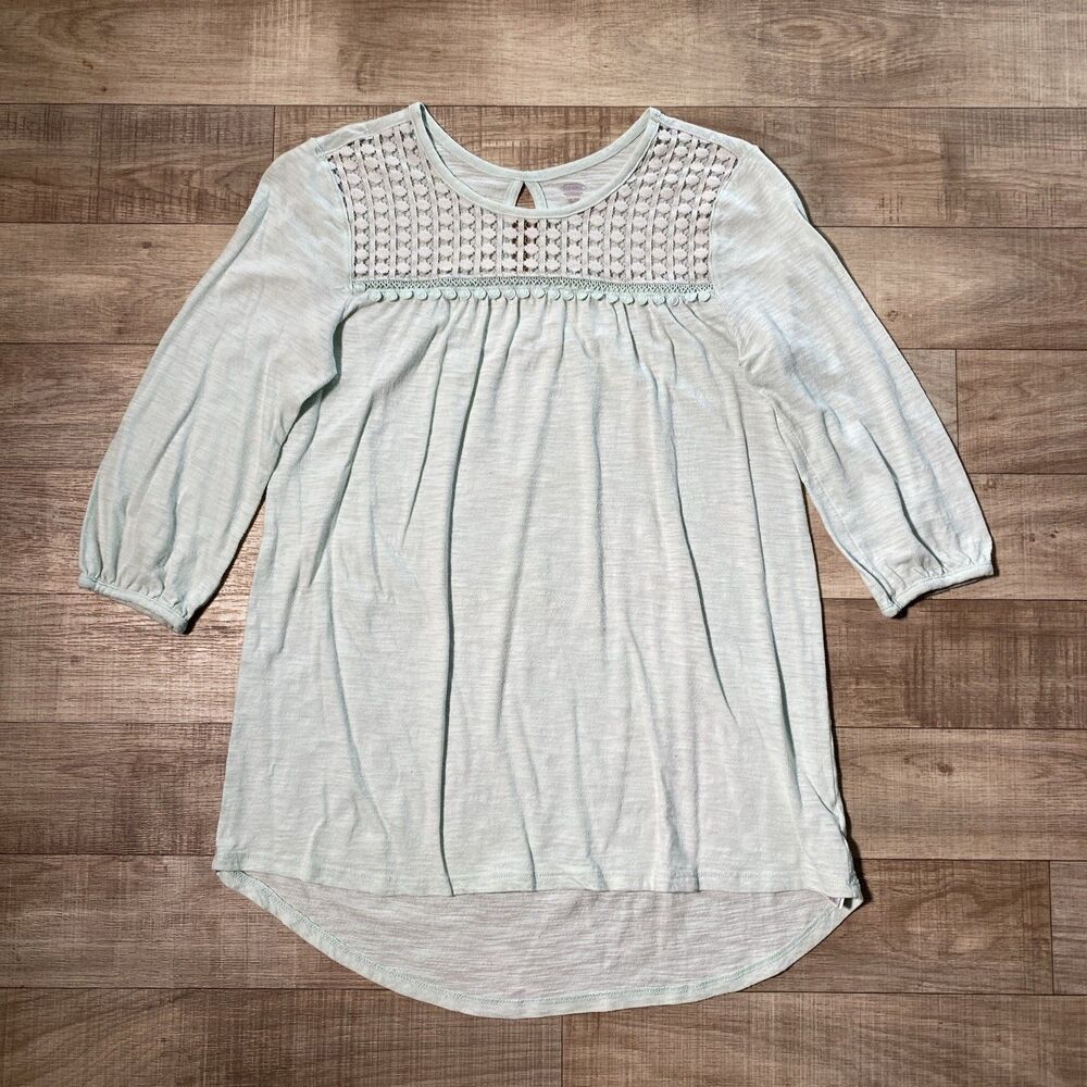 Old Navy Girls Blouse Shirt Lace Detail Boho Mint Green Size XL(14)
